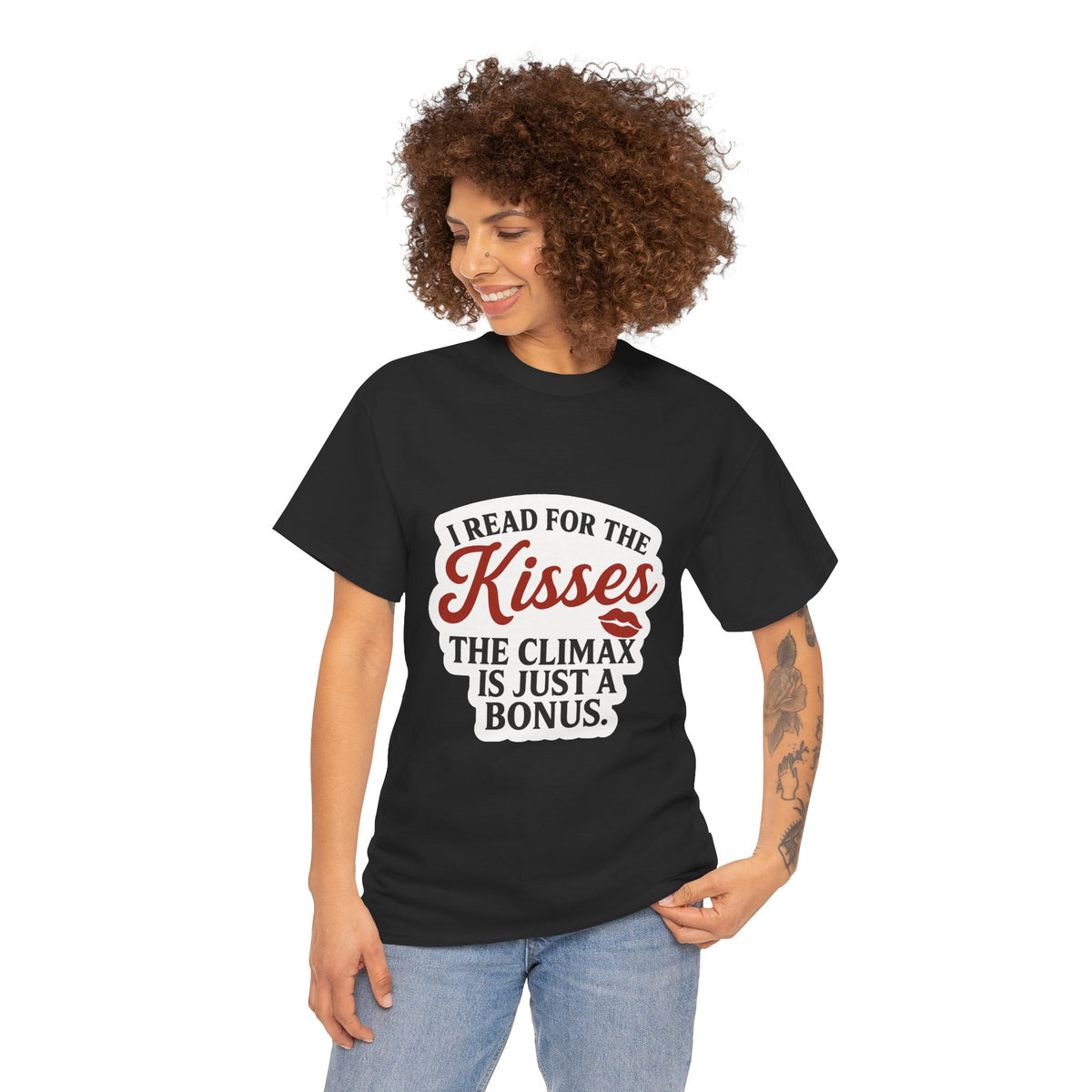 Funny Book Lover T-Shirt, Reading for Kisses Tee, Novelty Graphic Top, Bookworm Gift Shirt, Humorous Literature Apparel