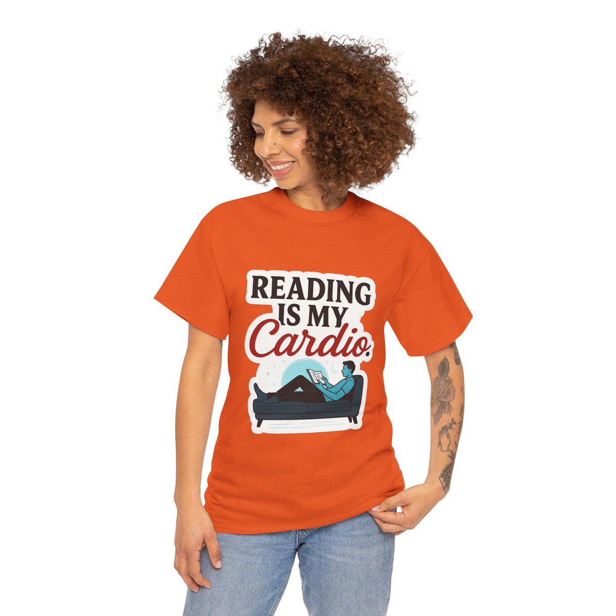 Reading Is My Cardio Unisex Tee, Book Lover Tshirt, Relaxing Couch Shirt, Literary Gift, Funny Graphic Tee, Gender Neutral Shirt