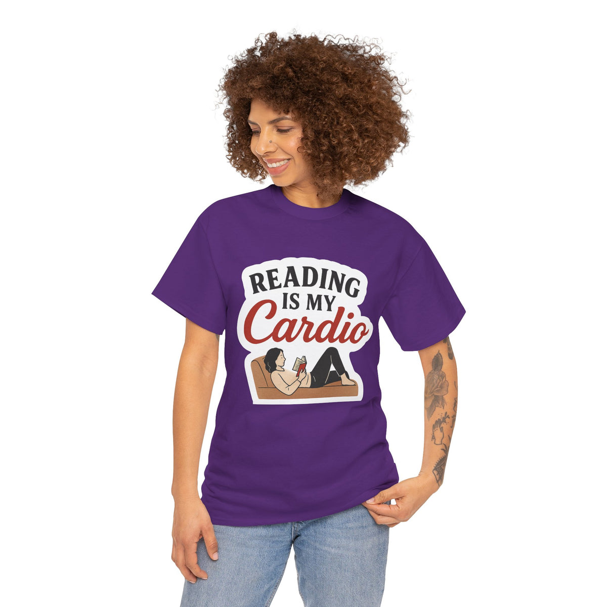 Reading is my cardio Unisex Heavy Cotton Tee - Book Lover T-Shirt, Literary Gift, Reader Shirt, Funny Bookworm Top, Librarian Tee