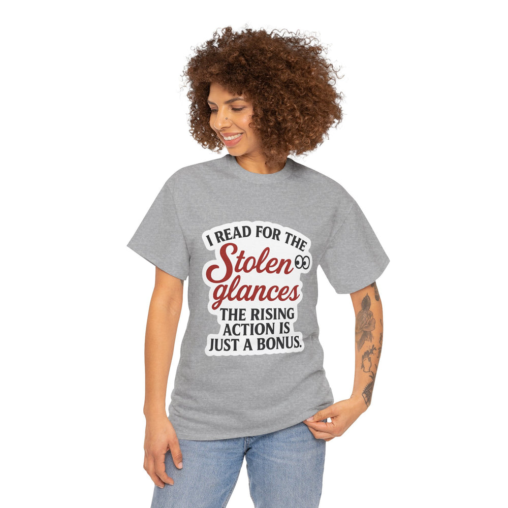 Book Lover Unisex Tee, Reading Enthusiast Shirt, Literary Quote T-Shirt, Bibliophile Gift, Stolen Glances Design